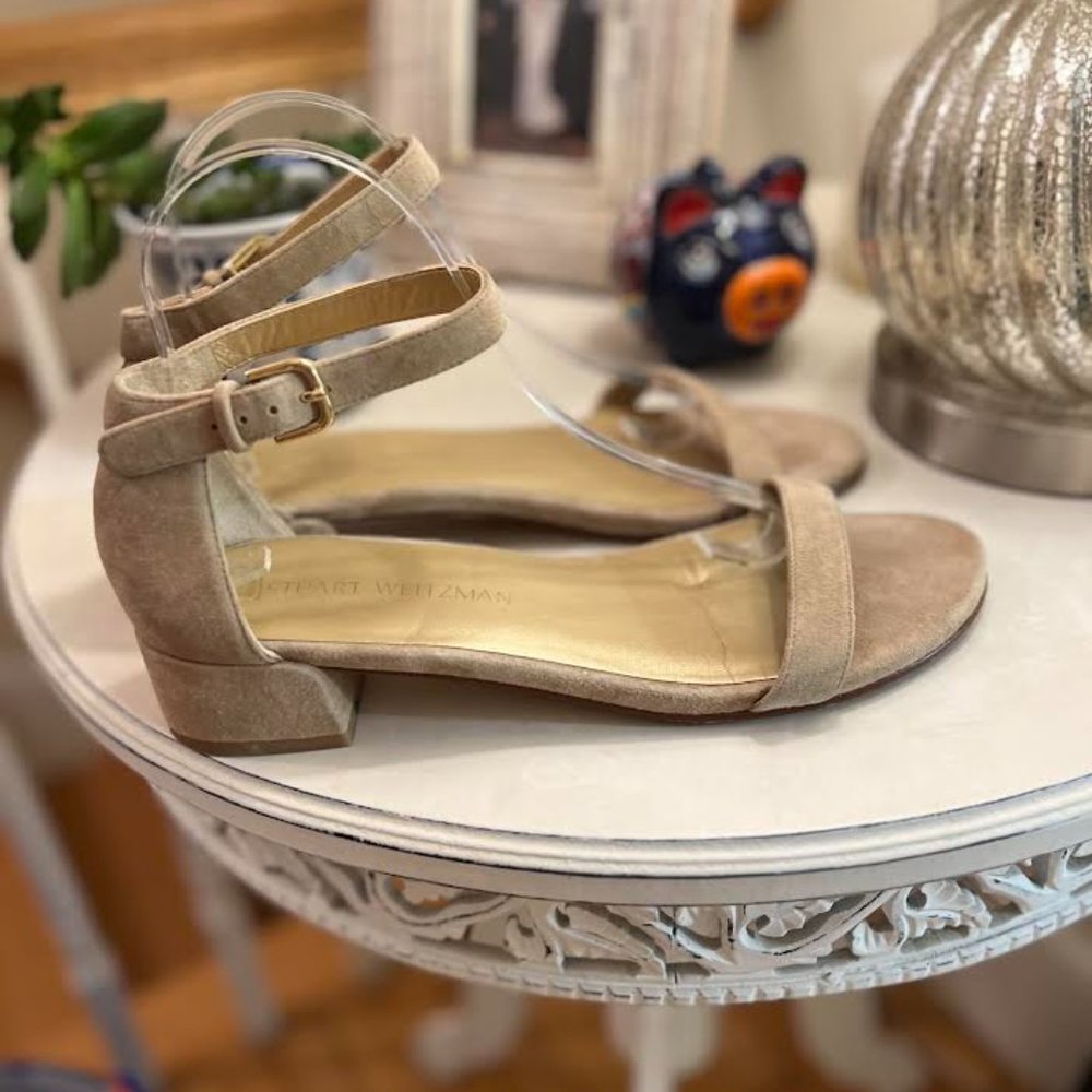 Stuart Weitzman Suede Ankle Strap Sandals - Size 8.5M - Picture 3 of 6